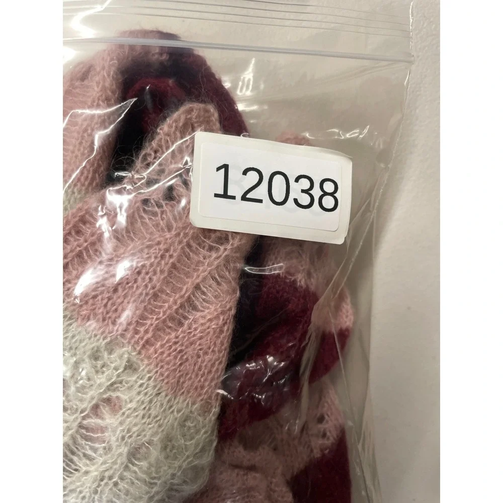 Missoni Striped Mohair Blend Knit Scarf Womens OS Pink Purple Luxury Italy